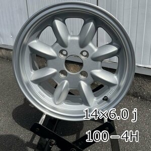 新品!! 激安価格!! 4本セット 14インチ 6.0J +25 PCD 100 4穴 CB 73.1 ロードスター コペン bB WR110 ホイール シルバー ドリフト カスタム