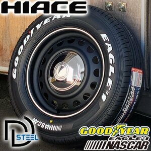 新作 ハイエース 200系 レジアスエース グッドイヤー ナスカー 215/65R16C タイヤ ホイール 4本 セット ホワイトレター D-STEEL