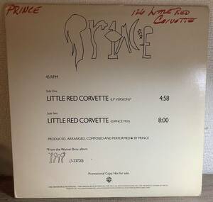 【送料込】【1982 US Promo】Prince - Little Red Corvette 12” Vinyl 45RPM