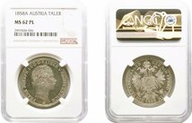 オーストリア　1テーラー銀貨　1858年A　PL未使用品　フランツ1世　NGC(MS62PL)_画像1