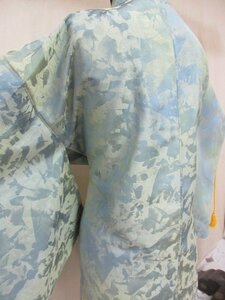 1円 良品 正絹 羽織 和装コート 縮緬 暈し グラデーション 草花 高級 袷 身丈77cm 裄63cm【夢職】★★★