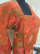 1円 良品 正絹 道行着 和装コート 縮緬 オリエンタル草花 花唐草 おしゃれ 高級 袷 身丈76cm 裄66cm【夢職】★★★_画像1