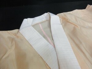 1円 中古 正絹 長襦袢 絽 縮緬 女性用 アンティーク 無地 橙色 可愛い 単衣 身丈122cm 裄64cm【夢職】★★★