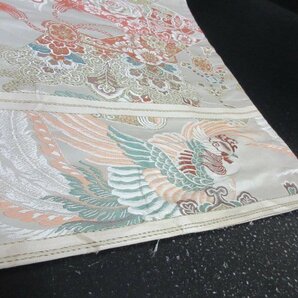 1円 良品 正絹 丸帯 総刺繍 アンティーク 大正浪漫 鳳凰 唐花 古典文様 全通柄 高級 長さ388cm◆逸品◆【夢職】★★★★の画像10