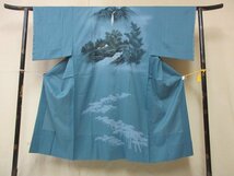 1円 良品 化繊 長襦袢 男性用 浮世絵 楼閣山水 風景 高級 渋カッコいい 袖無双 身丈130cm 裄69cm【夢職】★★★_画像1