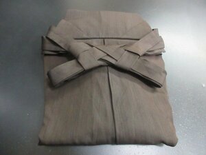 1円 良品 正絹 行灯袴 男性用 茶色 縞 卒業 入学 紐下90cm 高級【夢職】★★★