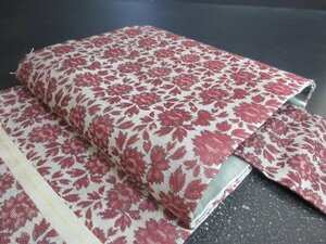 1円 良品 正絹 名古屋帯 アンティーク レトロ 花唐草 草花 六通柄 九寸帯 長さ332cm【夢職】★★★