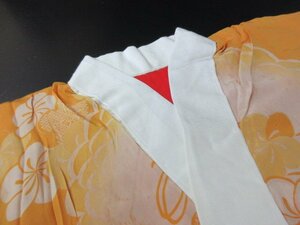 1円 中古 正絹 長襦袢 錦紗縮緬 紅絹 入学 卒業 アンティーク レトロ 薬玉 花丸 袷 身丈128cm 裄65cm【夢職】★★★