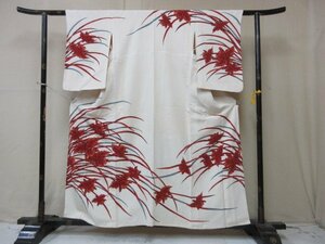 1円 良品 正絹 着物 訪問着 縮緬 卒業 入学 アンティーク 洋花 カトレア 草花 高級 袷 身丈147cm 裄59cm【夢職】★★★