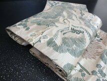 1円 良品 正絹 丸帯 総刺繍 アンティーク 大正浪漫 鶴 草花 古典文様 全通柄 高級 長さ380cm ◆逸品◆【夢職】★★★★_画像2