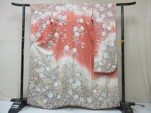 1円 良品 正絹 着物 振袖 縮緬 卒業 入学 辻が花 花唐草 枝垂れ花 高級 袷 身丈153cm 裄62cm ◆逸品◆【夢職】★★★★