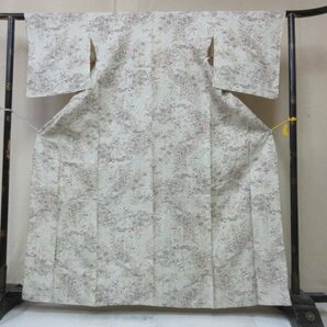 1円 良品 正絹 着物 本場大島紬 マルキ 草花 風景 高級 単衣 身丈153cm 裄68cm ◆逸品◆【夢職】★★★★の画像1