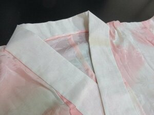 1円 良品 正絹 長襦袢 縮緬 入学 卒業 暈し グラデーション 紅葉 草花 おしゃれ 袖無双 身丈119cm 裄64cm【夢職】★★★