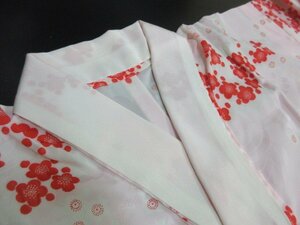 1円 良品 化繊 長襦袢 女性用 暈し グラデーション 梅 花亀甲 桐 草花 可愛い 袖無双 身丈127cm 裄64cm【夢職】★★★