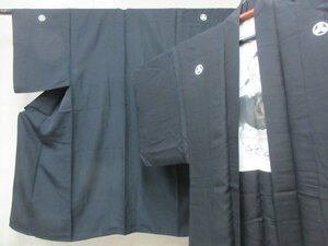 1円 中古 正絹 良品 紋付羽織 男性用 アンティーク 入学式 卒業式 丸に柏紋 正装 家紋 羽裏 袷 着物 身丈130cm 裄64cm【夢職】★★★