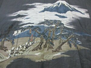 1円 良品 化繊 長襦袢 男性用 浮世絵 参勤交代 大名行列 人物 富士山 高級 渋カッコいい 袖無双 身丈125cm 裄64cm【夢職】★★★