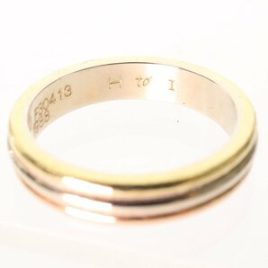 Cartier カルティエ スリーカラーリング 750 K18 52 イニシャル 指輪 イエロー ゴールド ピンク レディース アクセサリー 中古の画像8