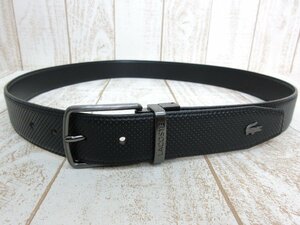 美品☆LACOSTE/ラコステ：リバーシブル レザーベルト ブラック パンチング メンズ 中古/USED