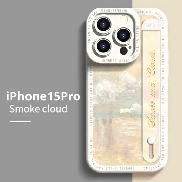 iPhone15Pro ケース 白 アート 油絵風 韓国風 ゴッホ　 iPhone ソフトケース　シリコン