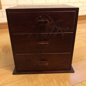 レトロ 木製 小引き出し 和風 アンティーク 3段ボックス 小物入れ 骨董品