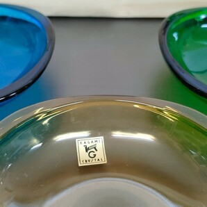 昭和レトロ レトロポップ 色硝子 3色 ガラス器 小皿 ３枚 ハイ・カラー セット 各務 インテリア アクセサリー、小物入れにもの画像5