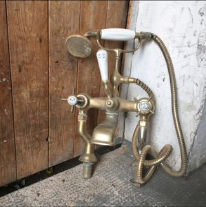 希少イギリス アンティークThe London Brass company社製 水栓 蛇口 真鍮 ゴールド 陶器 アトリエ シャビー家具 小物 店舗什器 オブジェ