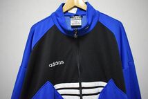 グッドカラー90SビンテージadidasアディダストラックジャケットジャージトップL青黒白アメカジスポーツストリートトレフォイルnr24697_画像3