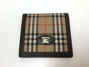 2420■　Burberrys バーバリー 二つ折り財布 キャンバス ノバチェック ブラウン系 コンパクト