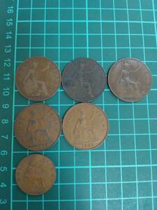 外国銭　古銭　イギリス　コイン　ONE　PENNY　1917/1938/1964　HALF　PENNY　1920年　計6枚★628