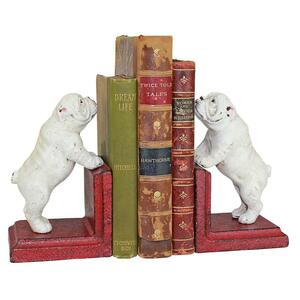 ブルドッグ 鉄製彫刻ブックエンド　アンティーク風レトロ雑貨インテリア置物アイアン雑貨ブックエンド小物犬像オブジェデコ飾りドッグ白犬