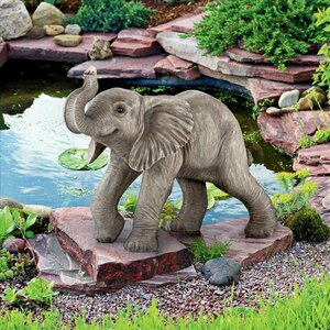 元気な赤ちゃん象の彫刻 ガーデン・庭の像野生動物彫刻庭自然アフリカゾウアニマルオブジェアウトドア屋外ガーデンフィギュアサファリ