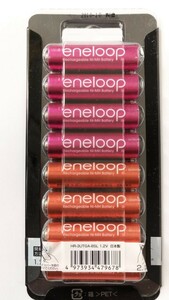 eneloop Eneloop single 3 shape limited goods color lame pattern single 3 8ps.@ used HR-3UTGA-8SL Sanyo SANYO pink orange 