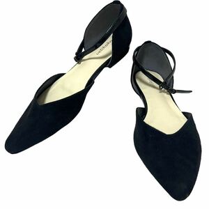 [ beautiful goods ] velikoko suede pumps flat shoes strap black 26cm