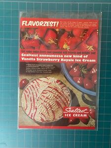ポストカード　広告　ポスター　海外　外国　紙モノ　アンティーク　ヴィンテージ 苺　イチゴ　ストロベリー　アイス　アイスクリーム