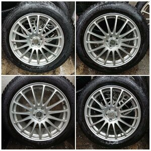 ★中古品★BRIDGESTONE BLIZZAK DM-V3 2019年 スタッドレス ホイールセット 18×7.5+53 100-5H フォレスター等【他商品と同梱歓迎】