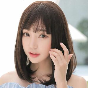 ウィッグ ボブ セミロング 女性用 かつら フルウィッグ ミディアム レディース ライトブラウン 軽い 可愛い 自然 ゆるふわ ヘアネット付の画像7