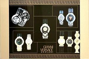 ■ GANNI VERSACE OROLOGI ジャンニヴェルサーチ 時計コレクションポストカード ゴールドフレームガラス額装 非売品 正規直営店ブティック