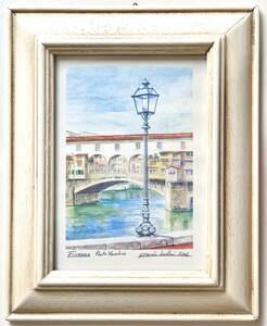 ■ イタリア製 フィレンツェ ポンテ・ヴェッキオ Ponte Vecchio 絵画 プリント アンティーク調 壁飾り　