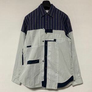 美品 COMME des GARCONS SHIRT ほつれ 加工 切替 パッチワーク シャツ XS コムデギャルソン シャツ