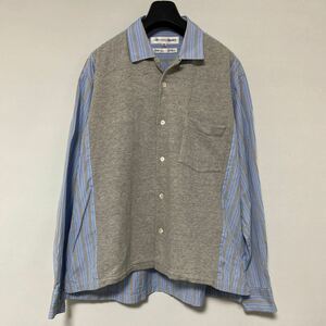 美品 90年代 COMME des GARCONS SHIRT 切替 ストライプ シャツ M コムデギャルソン アーカイブ コレクション オープンカラー