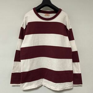 美品 butcher products ワイド ボーダー カットソー L/S T シャツ 42 ブッチャープロダクツ タイムウォーン atlast 辺見