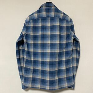 美品 名作 RRL インディゴ オンブレ チェック オープンカラー シャツ S double RL ボックス シルエット 国内正規品 ラルフローレンの画像4