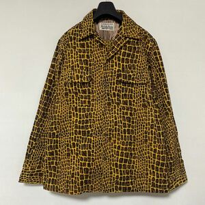 美品 WACKO MARIA ワコマリア CROCODILE CORDUROY OPEN COLLAR SHIRT L クロコダイル コーデュロイ オープンカラー シャツ レオパード 