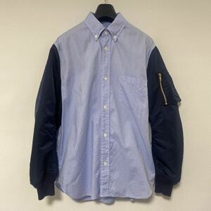 美品 AD 2021 コムデギャルソン オム MA-1 ドッキング シャツ XS COMME des GARCONS HOMME SHIRT ボタンダウン 22