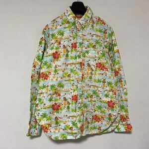 美品 Engineered Garments 19th SHIRT ボタンダウン フラガール アロハ ハワイ エンジニアードガーメンツ BD シャツ パームツリー