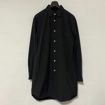 美品 名作 AD 2018 COMME des GARCONS HOMME PLUS ポリ ロング シャツ XS ブラック BLACK コムデギャルソンオムプリュス 製品染め 縮絨_画像1