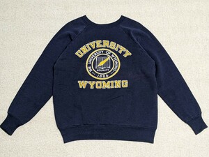 80s ヴィンテージ カレッジスウェット ワイオミング大学 アメリカ製 米国古着 ネイビー USA製 ビンテージ クルーネック