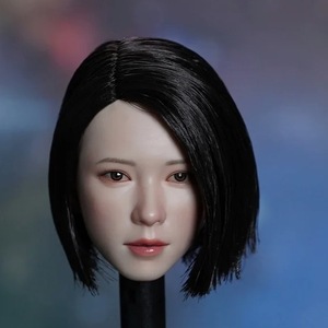 Art hand Auction [Scale 1/6] Replacement Head for Action Figures Universal Custom Short Asian Female Black Hair 12 inch PVC Face Miniature, doll, Character Doll, Custom Doll, others