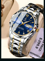 【Silver Black】メンズ高品質腕時計 海外人気ブランド Podedagar 防水 カレンダー クォーツ式 モデル615_画像7
