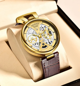 【Gold】メンズ高品質腕時計 海外人気ブランド Lige クロノグラフ スポーツ 防水 クォーツ式 レザーバンド